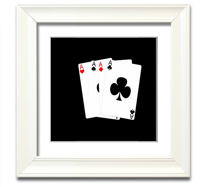 Aces High Square Framed Print showcasing a stylish design with multiple frame colour options, ready to hang.