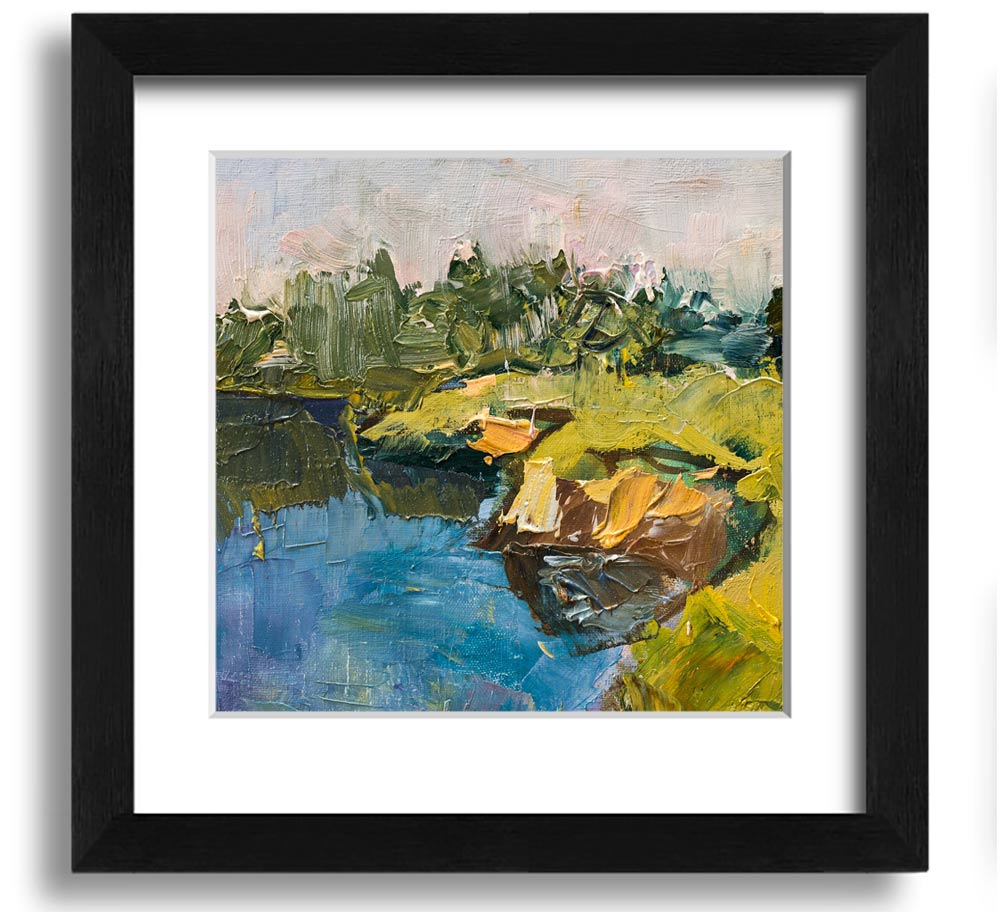 Acrylic on canvas paint strokes framed print showcasing vibrant colors and dynamic brushwork, ready to hang.