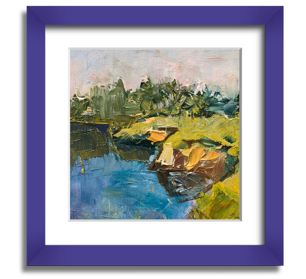 Acrylic on canvas paint strokes framed print showcasing vibrant colors and dynamic brushwork, ready to hang.