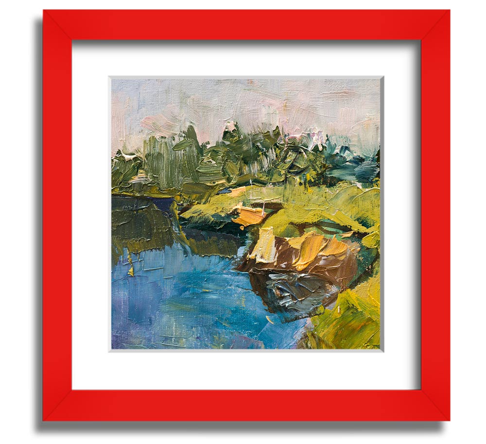 Acrylic on canvas paint strokes framed print showcasing vibrant colors and dynamic brushwork, ready to hang.
