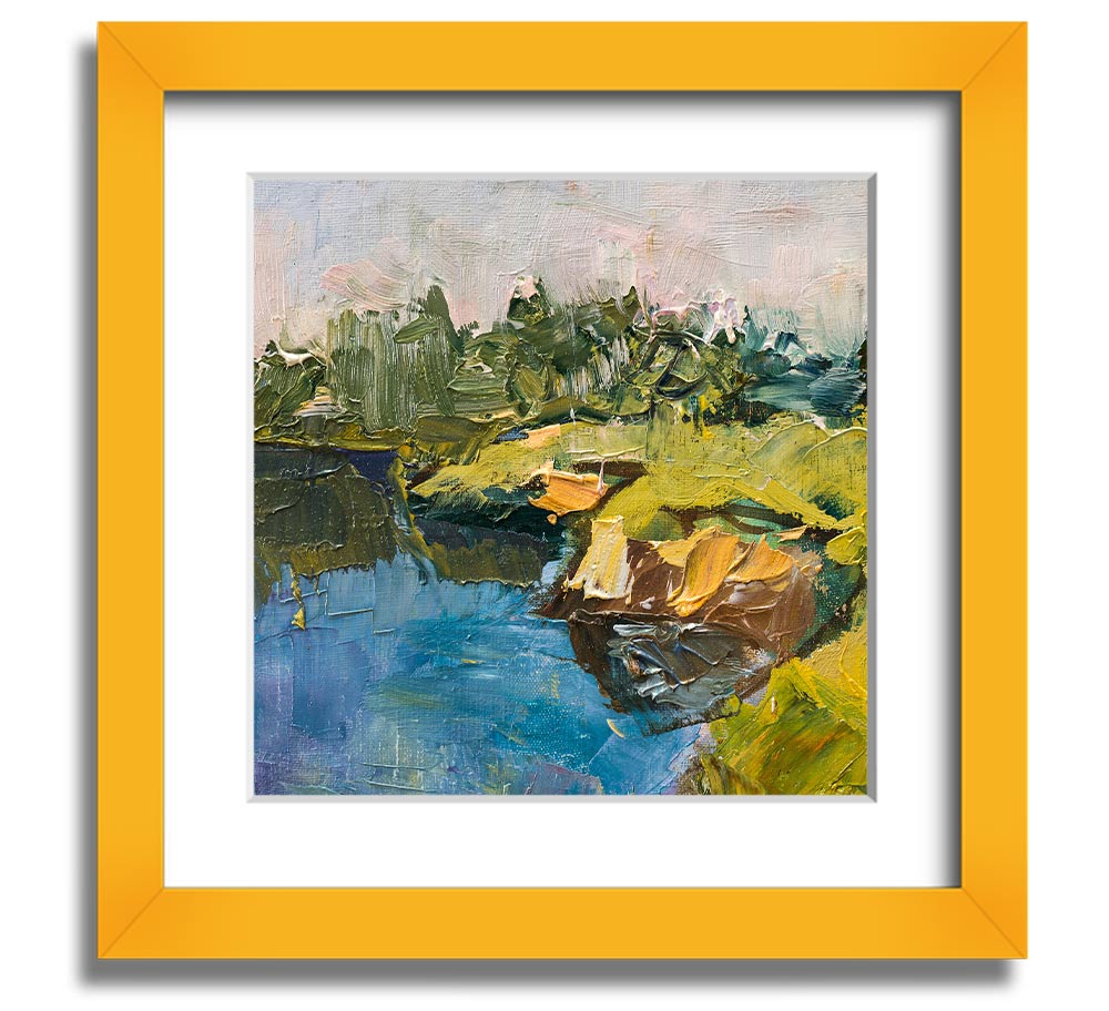 Acrylic on canvas paint strokes framed print showcasing vibrant colors and dynamic brushwork, ready to hang.