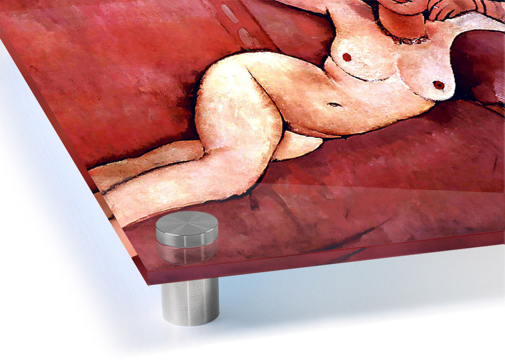 Acrylic print of Act On A Sofa (Almaiisa) by Modigliani, showcasing vibrant colors and intricate details on 5mm thick acrylic glass.