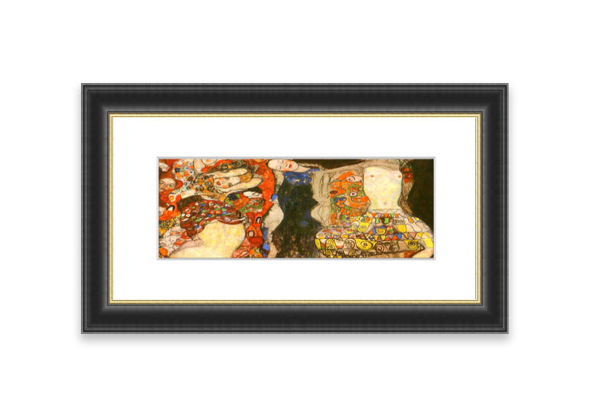 Framed print of Klimt's 'Adorn The Bride With Veil And Wreath', showcasing intricate details and vibrant colors.