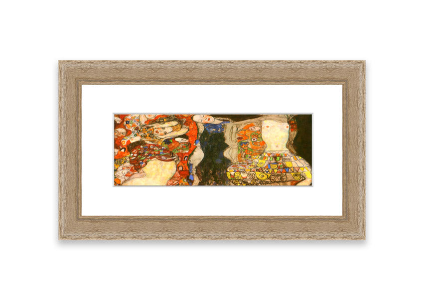 Framed print of Klimt's 'Adorn The Bride With Veil And Wreath', showcasing intricate details and vibrant colors.