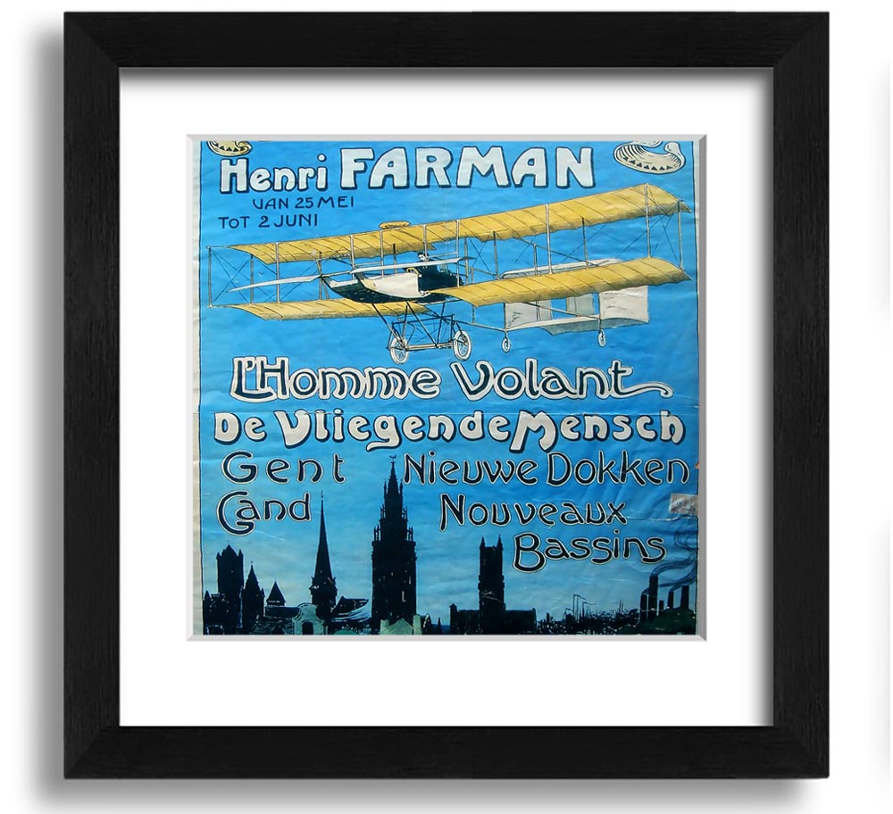 Aero Club Square Framed Print showcasing aviation-themed artwork in a stylish frame.