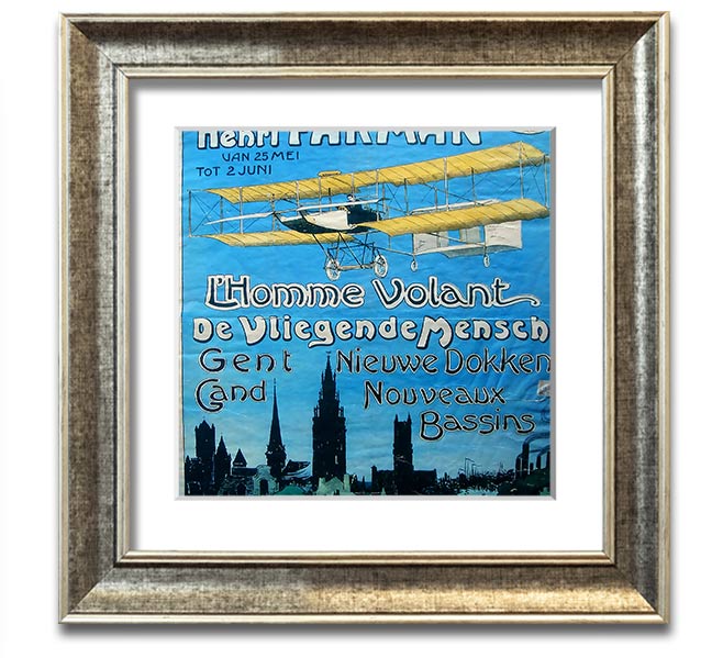 Aero Club Square Framed Print showcasing aviation-themed artwork in a stylish frame.