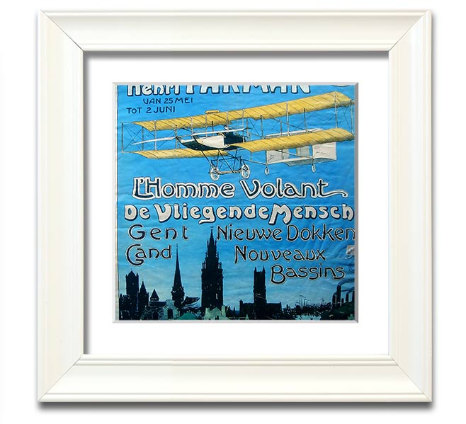 Aero Club Square Framed Print showcasing aviation-themed artwork in a stylish frame.