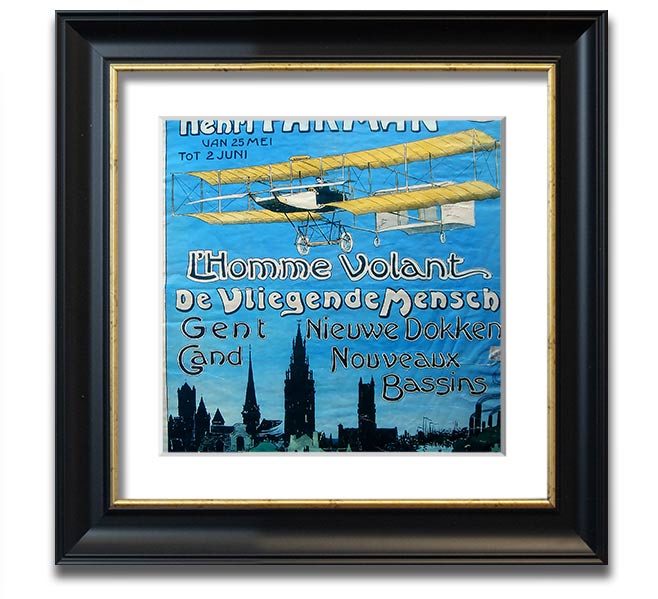 Aero Club Square Framed Print showcasing aviation-themed artwork in a stylish frame.