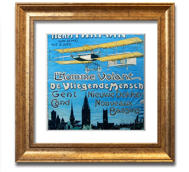 Aero Club Square Framed Print showcasing aviation-themed artwork in a stylish frame.