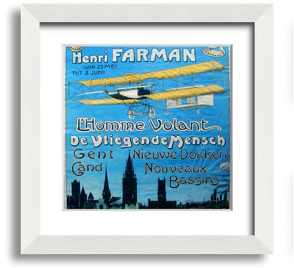 Aero Club Square Framed Print showcasing aviation-themed artwork in a stylish frame.