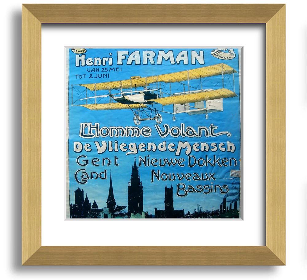 Aero Club Square Framed Print showcasing aviation-themed artwork in a stylish frame.