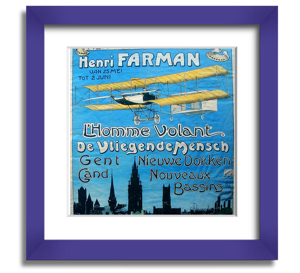 Aero Club Square Framed Print showcasing aviation-themed artwork in a stylish frame.