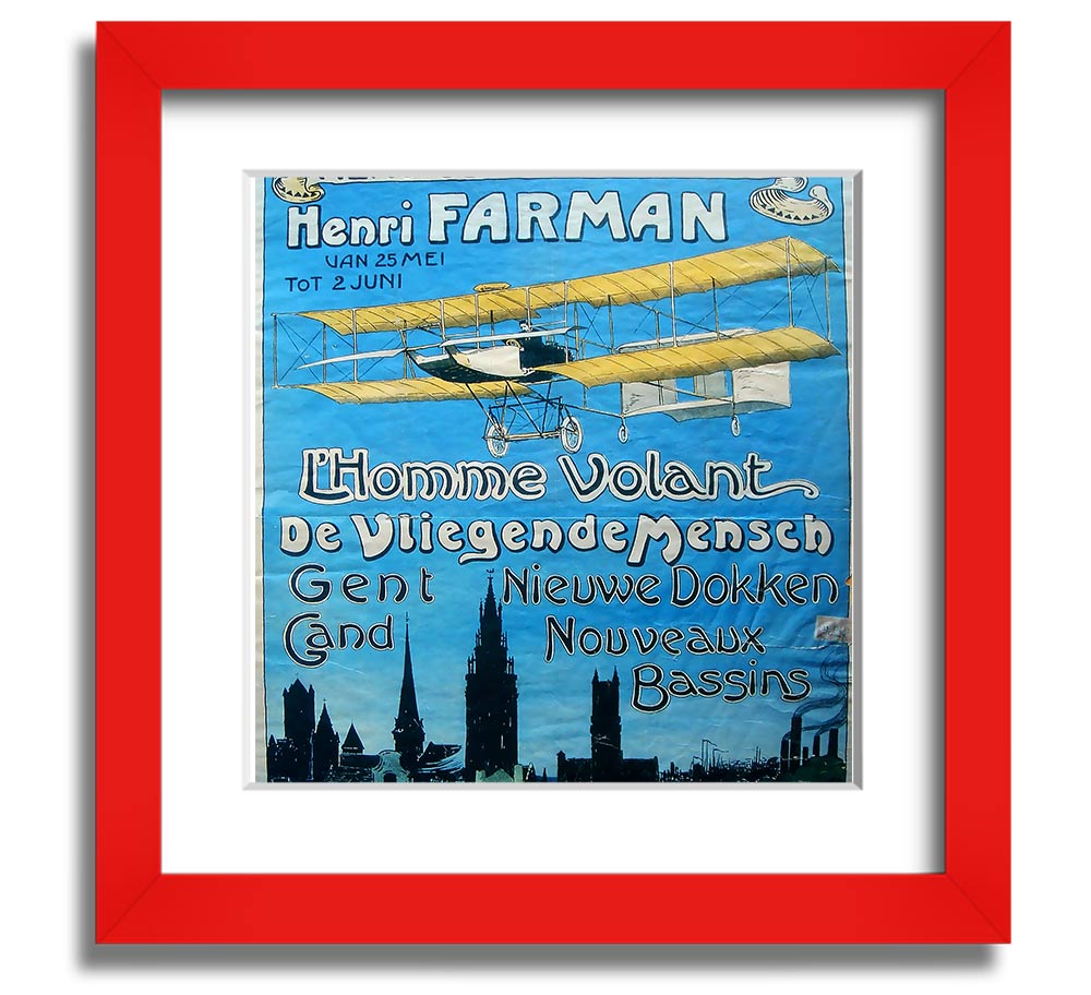 Aero Club Square Framed Print showcasing aviation-themed artwork in a stylish frame.