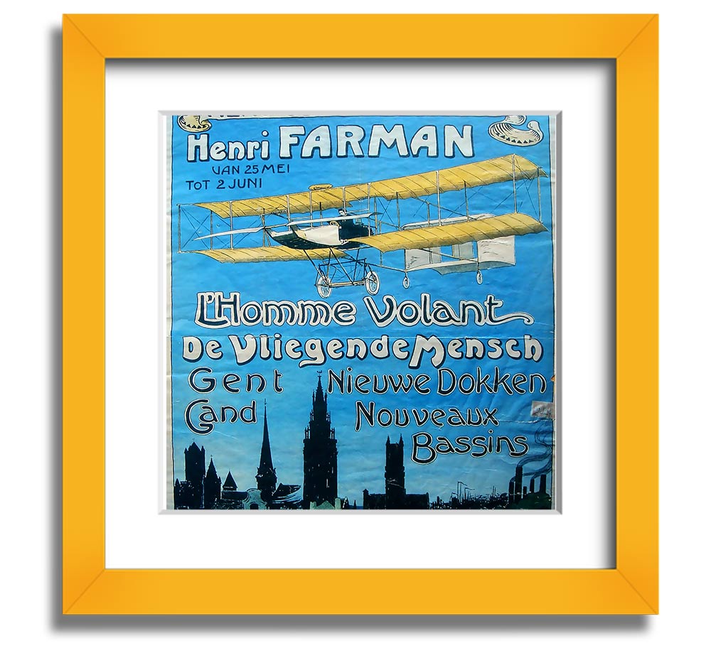 Aero Club Square Framed Print showcasing aviation-themed artwork in a stylish frame.