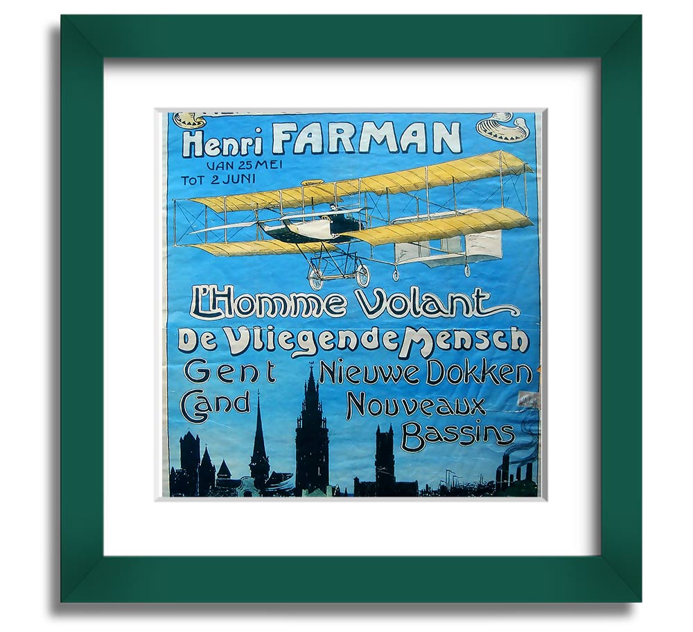 Aero Club Square Framed Print showcasing aviation-themed artwork in a stylish frame.