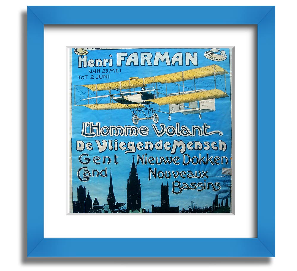 Aero Club Square Framed Print showcasing aviation-themed artwork in a stylish frame.