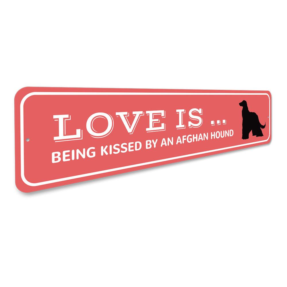 A decorative Afghan Hound Lover Sign made of aluminum, featuring a beautiful design that showcases the elegance of Afghan Hounds.