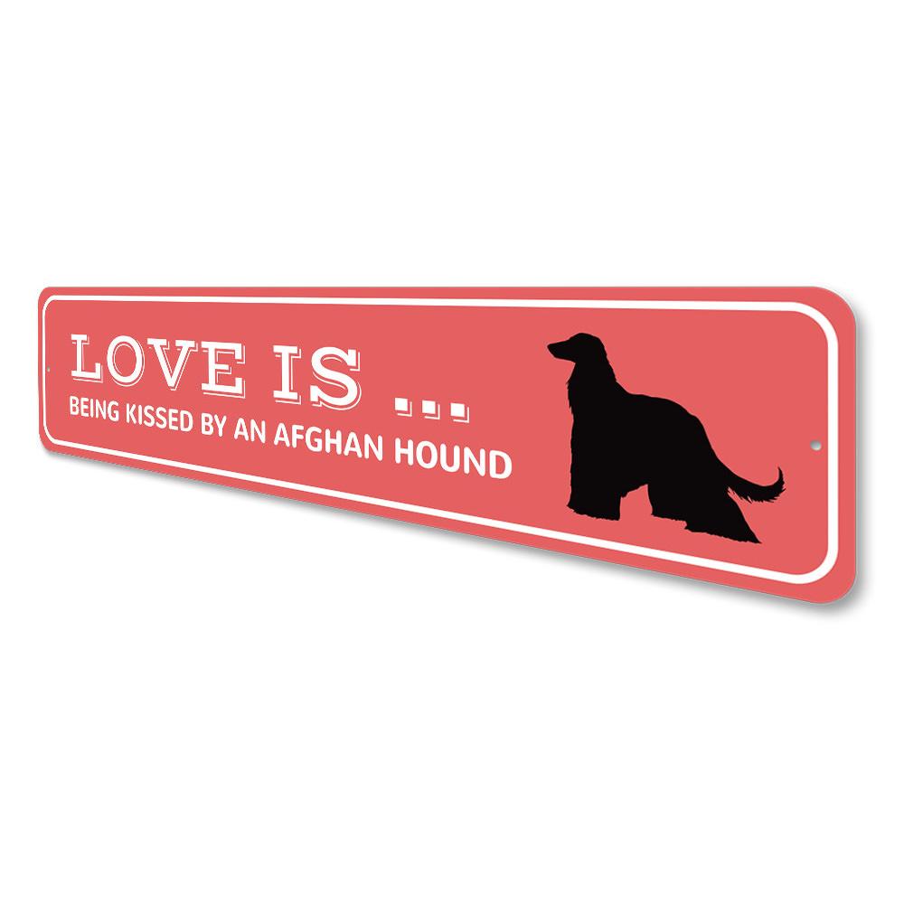 A decorative Afghan Hound Lover Sign made of aluminum, featuring a beautiful design that showcases the elegance of Afghan Hounds.