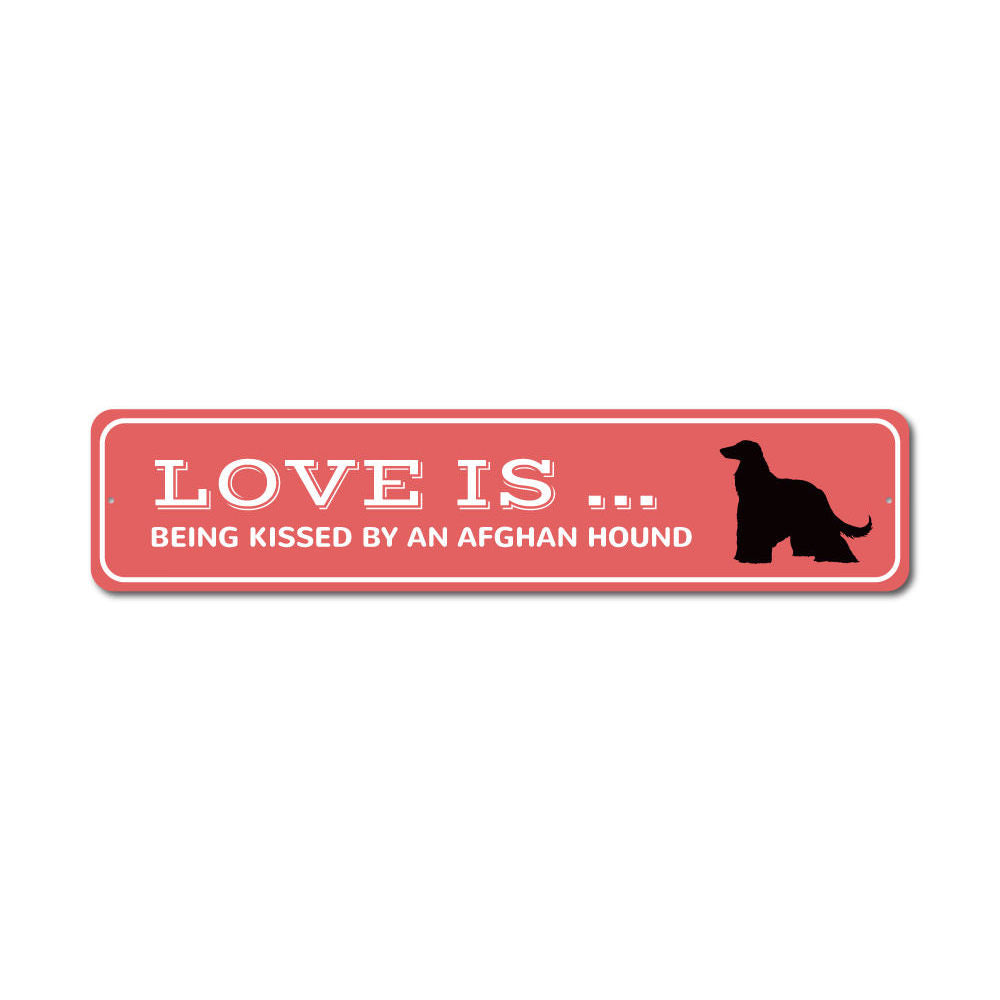 A decorative Afghan Hound Lover Sign made of aluminum, featuring a beautiful design that showcases the elegance of Afghan Hounds.