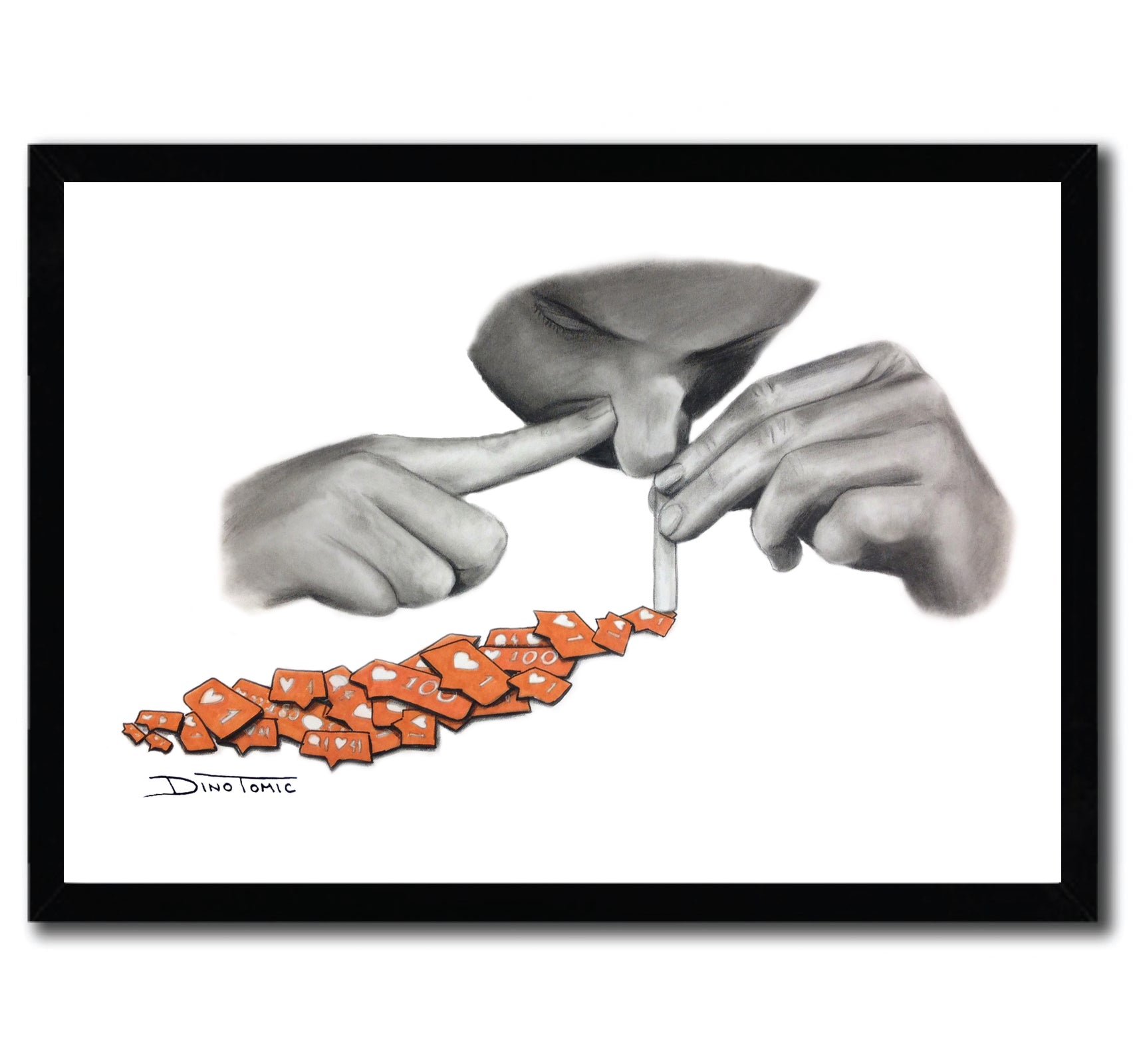 Affiche Addiction par DinoTomic, imprimée sur papier fine arts, avec des couleurs vives et un design captivant, numérotée à la main.