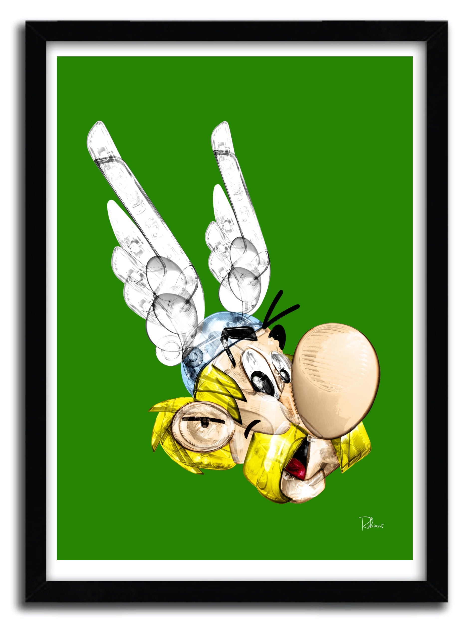 Affiche Asterix par Rubiant, imprimée sur papier fine arts, avec des encres d’archives, numérotée à la main et livrée avec certificat d’authenticité.