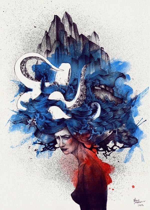 Affiche Birth of Paranoia by Slava Nesterov, a limited edition art print on fine arts paper, showcasing vibrant colors and intricate details.