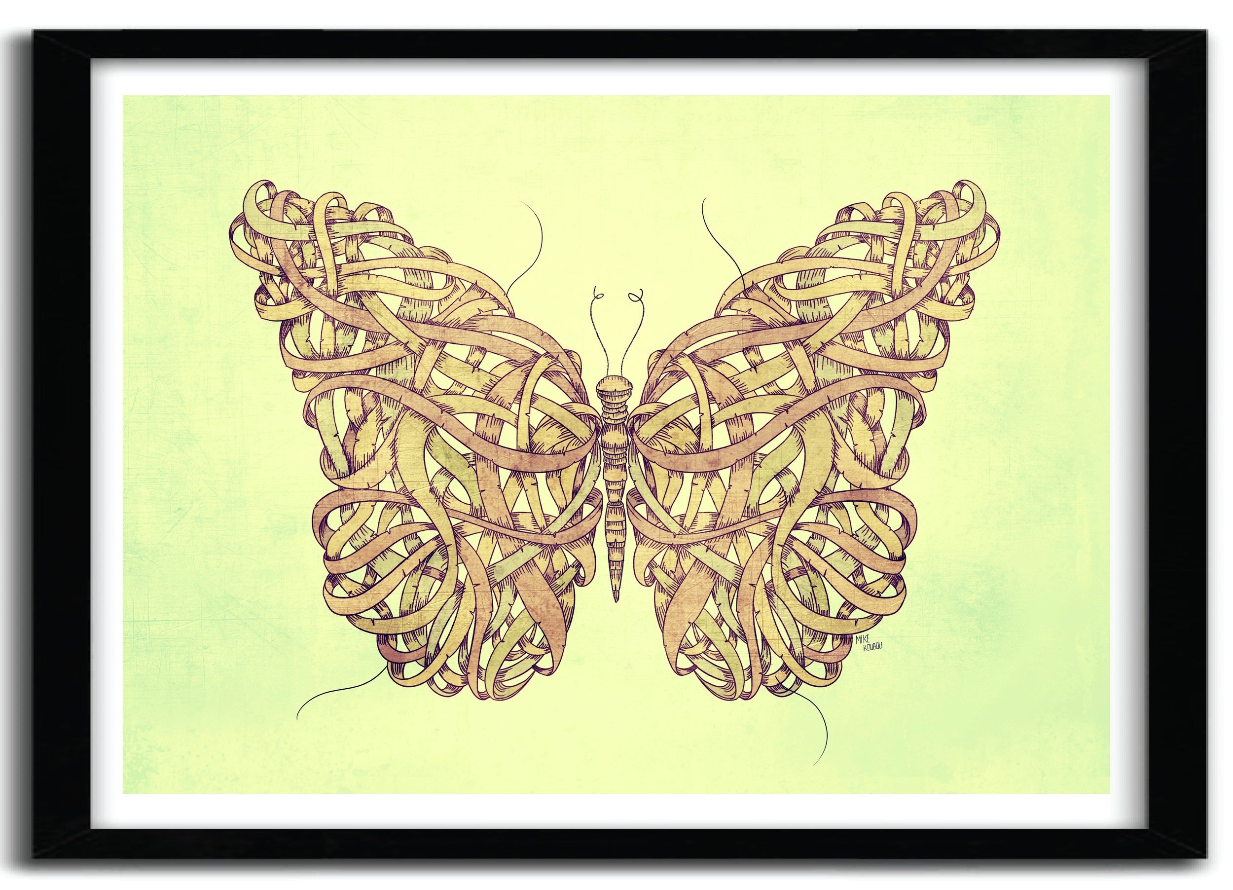Affiche BUTTERFLY by MIKE KOUBOU, a limited edition art print on fine arts paper, showcasing vibrant colors and intricate details.