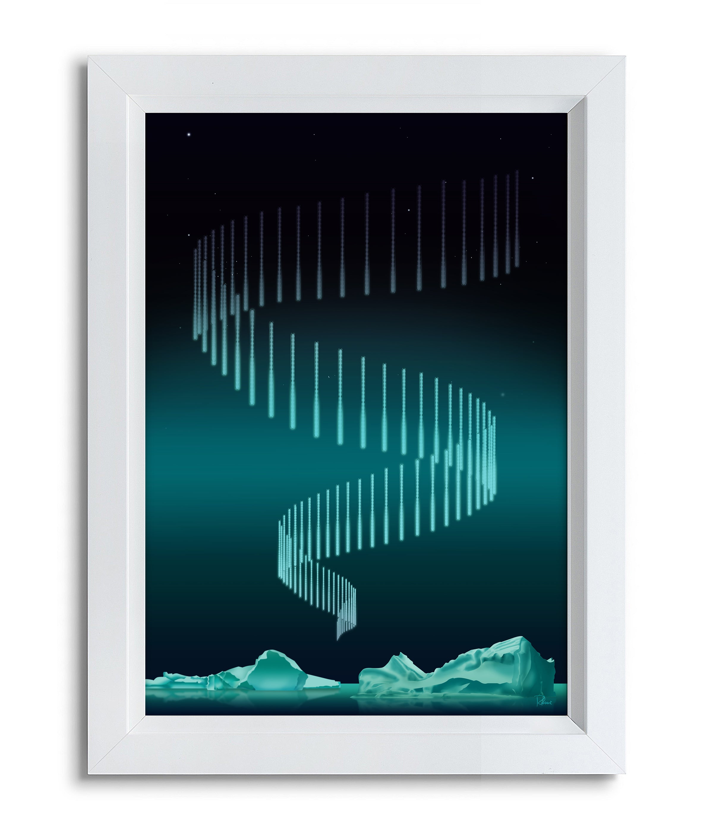 Affiche COLD WAVE par Rubiant, imprimée sur papier fine arts, avec des couleurs vives et un design contemporain.