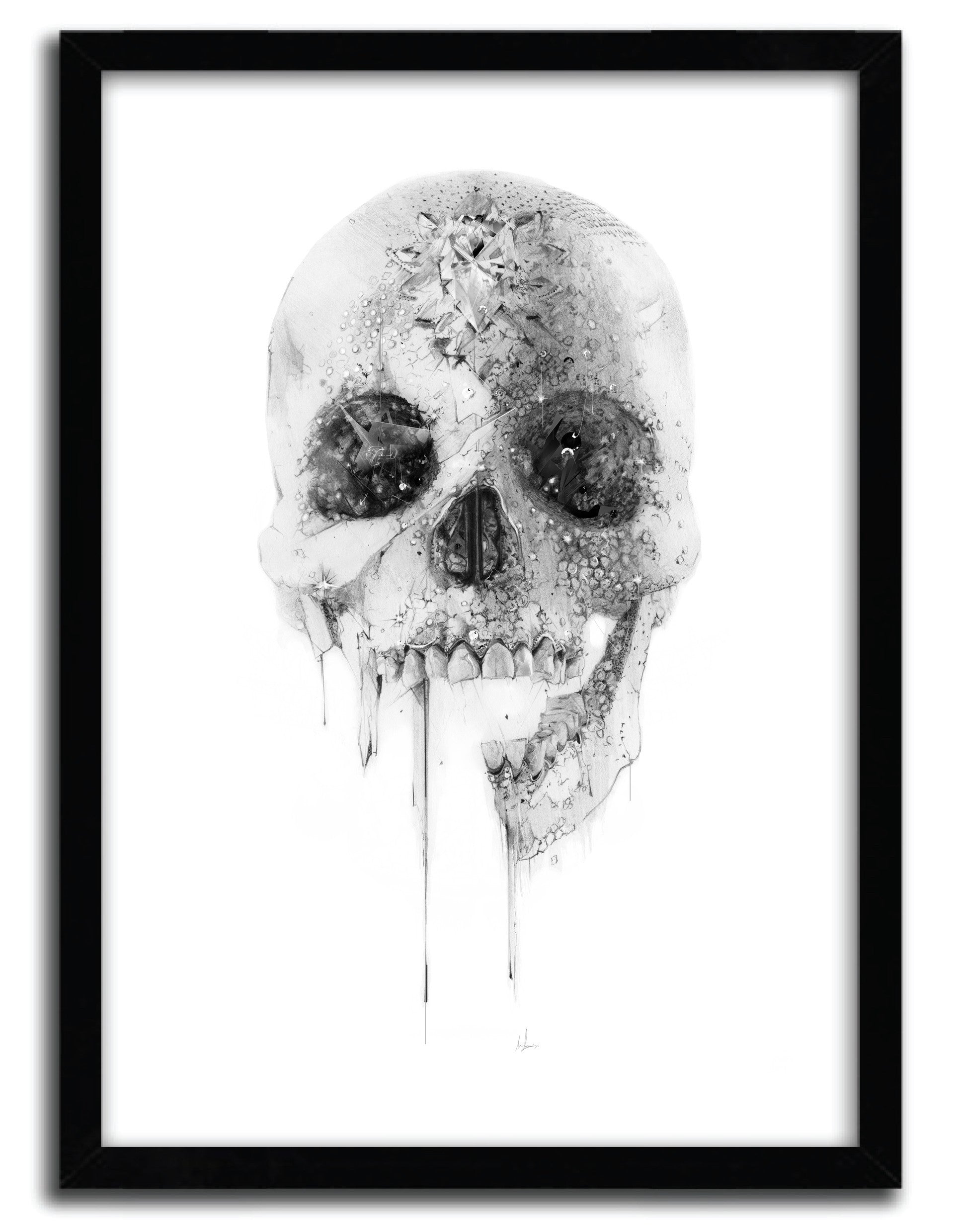 Affiche CRYSTAL SKULL by ALEXIS MARCOU, a limited edition art print on fine arts paper, showcasing intricate details and vibrant colors.
