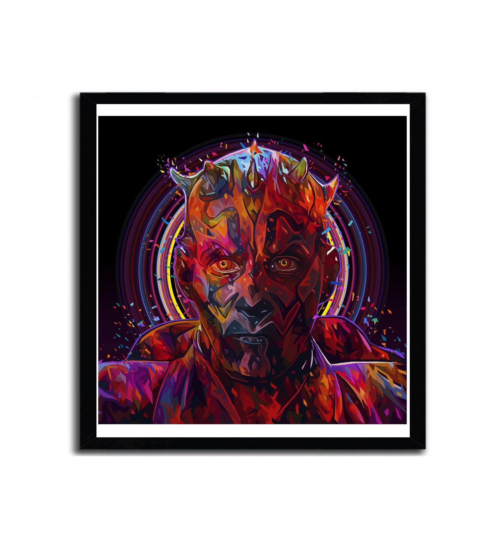 Limited edition Darth Maul print by Alessandro Pautasso, showcasing vibrant colors and intricate details on fine arts paper.
