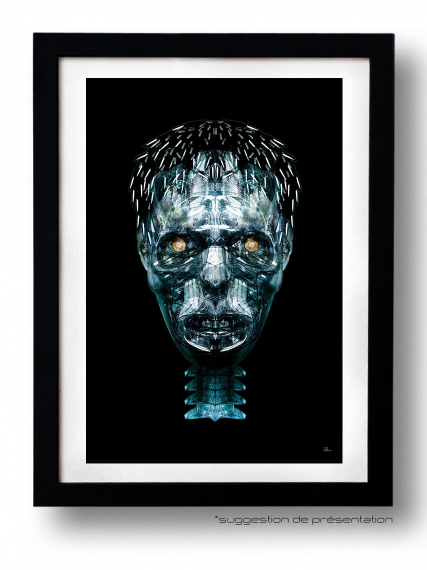 Affiche DEAD & BLUE par Rubiant, imprimée sur papier fine arts, avec des couleurs vives et un design unique.