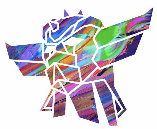 Affiche Goldorak by Sarkis, a vibrant fine art print featuring abstract superhero themes, signed and numbered, on high-quality paper.