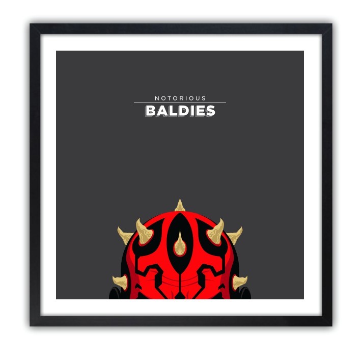 Affiche Notorious Baldie DARTH MAUL by Mr Peruca, a limited edition art print on fine arts paper featuring vibrant colors and intricate details.