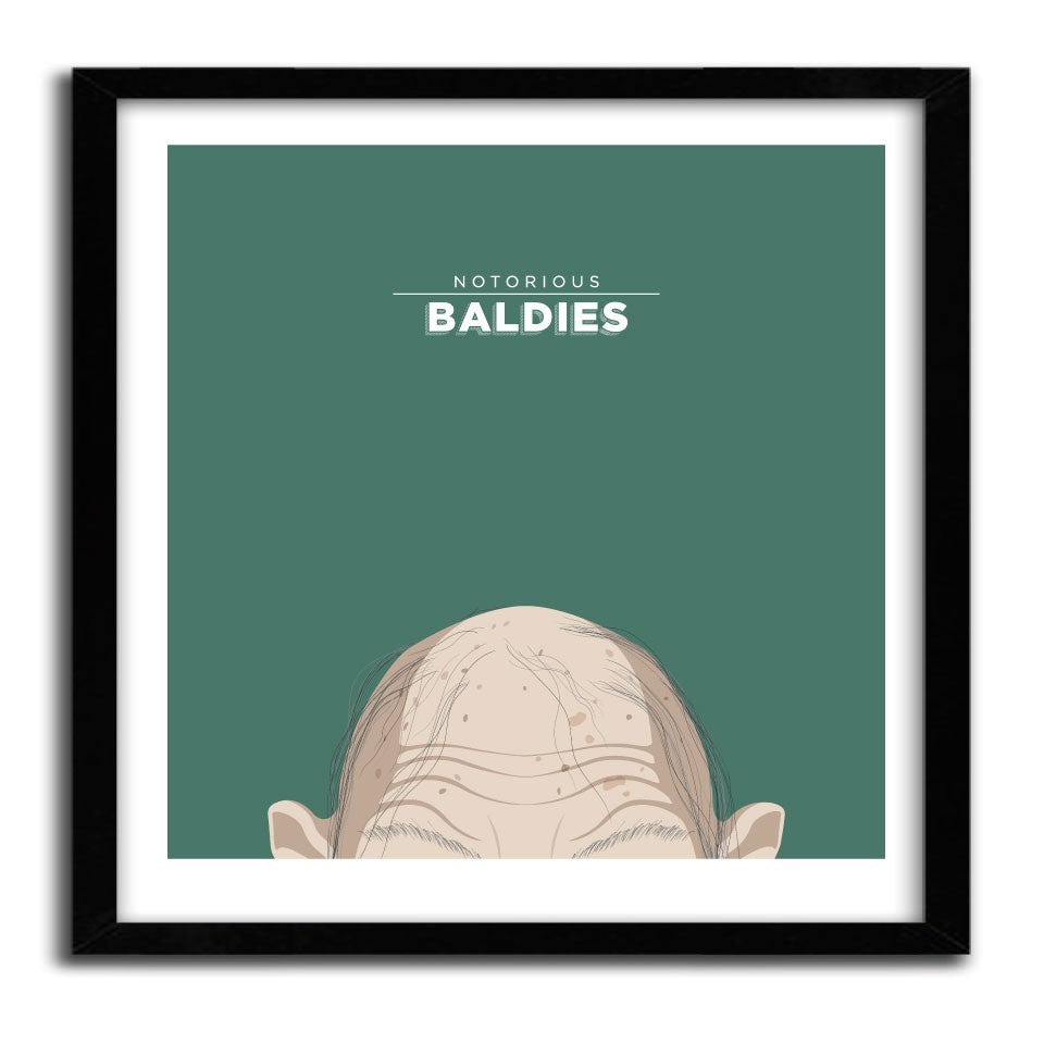 Affiche Notorious Baldie GOLLUM by Mr Peruca, a limited edition art print on fine arts paper, showcasing vibrant colors and intricate details.