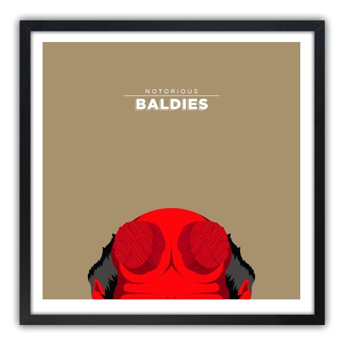 Affiche Notorious Baldie HELLBOY by Mr Peruca, a limited edition art print on fine arts paper, showcasing vibrant colors and intricate details.