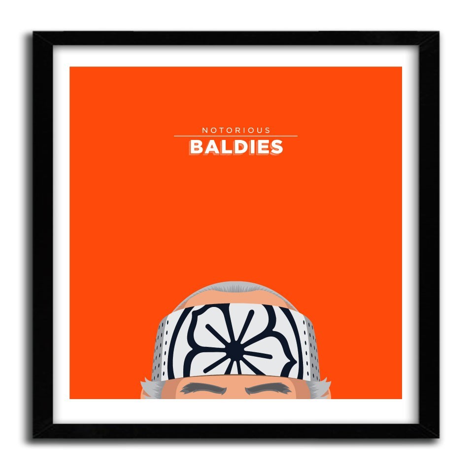 Affiche Notorious Baldie MR. MIYAGI by Mr Peruca, a limited edition art print on fine arts paper, showcasing vibrant colors and intricate details.