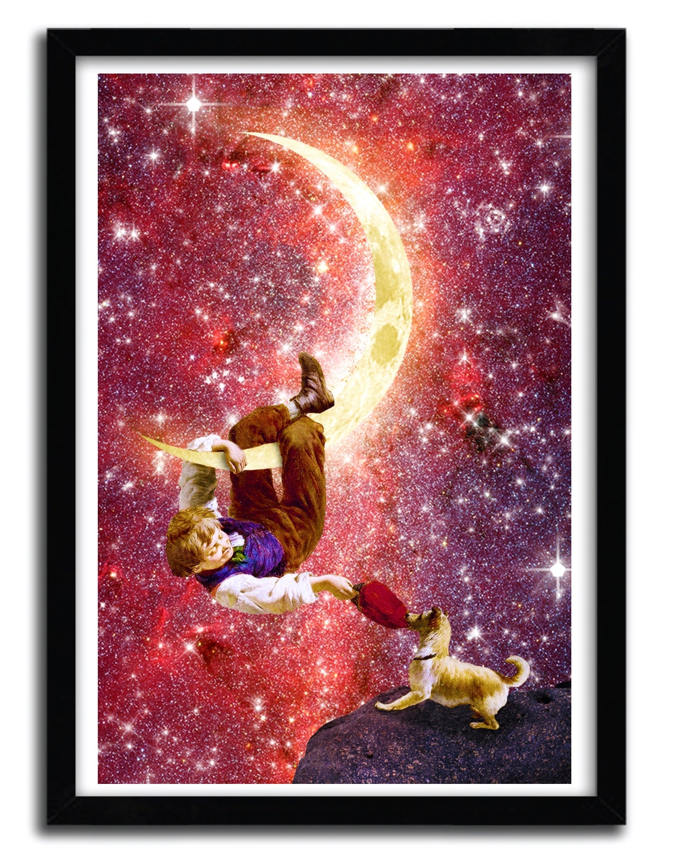 Affiche Playing on the Moon by Diogo Verissimo, a limited edition art print on fine arts paper, showcasing vibrant colors and intricate details.