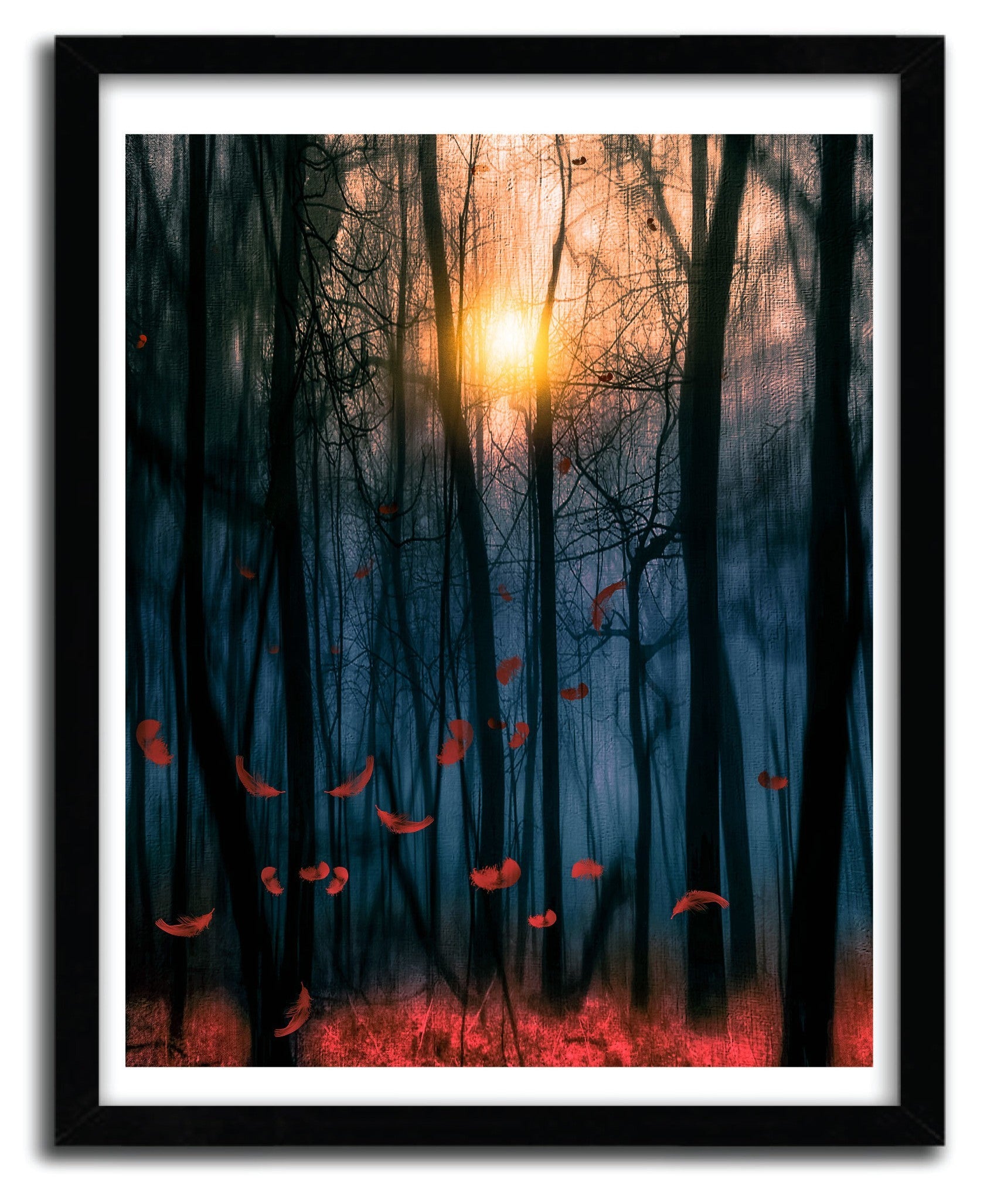 Affiche RED FEATHER DANCE by Viviana Gonzalez, a vibrant art print on fine arts paper, showcasing intricate details and rich colors.