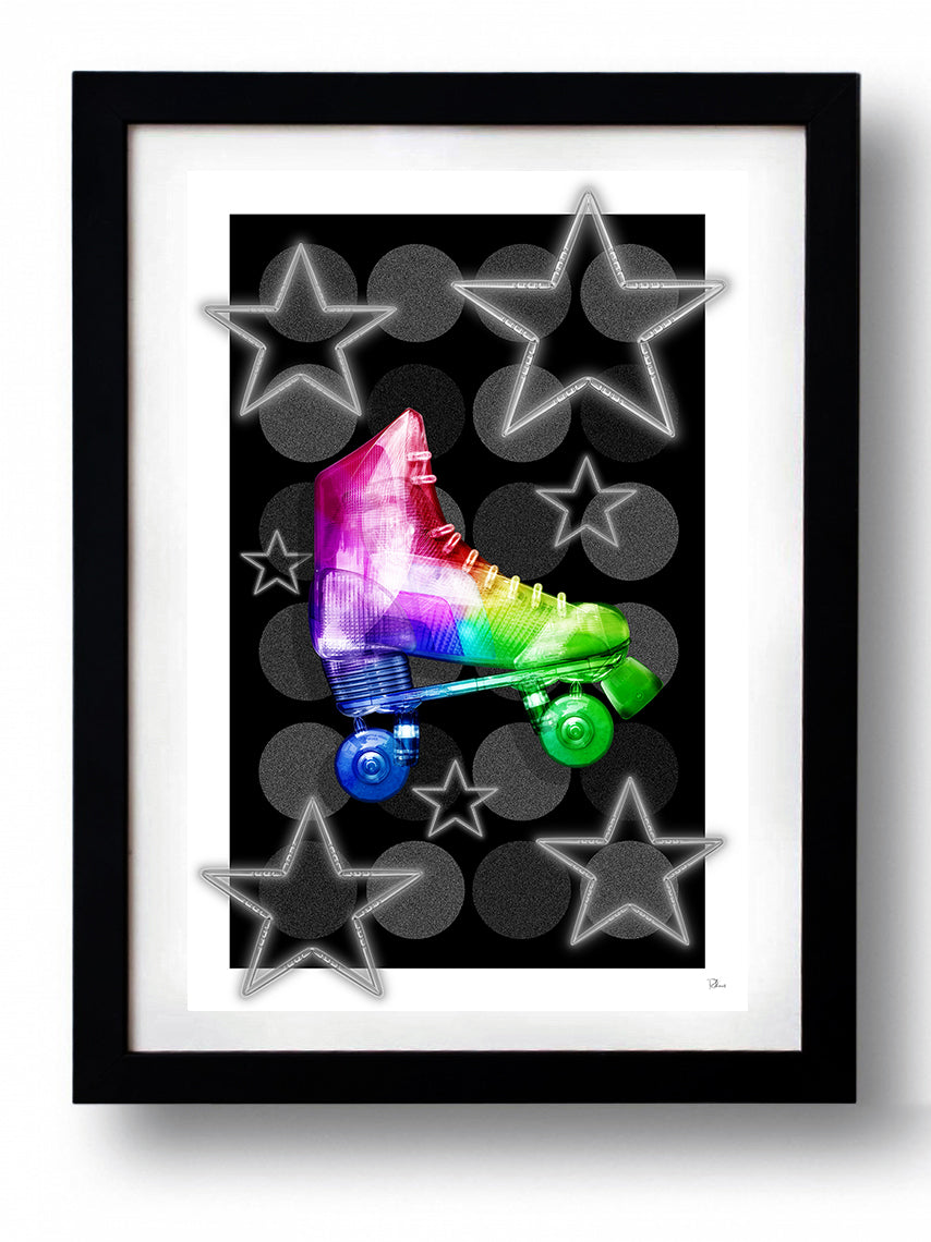 Affiche ROLLER BABE RAINBOW SIMUL RAINBOW art print on fine arts paper, showcasing vibrant colors and unique design.
