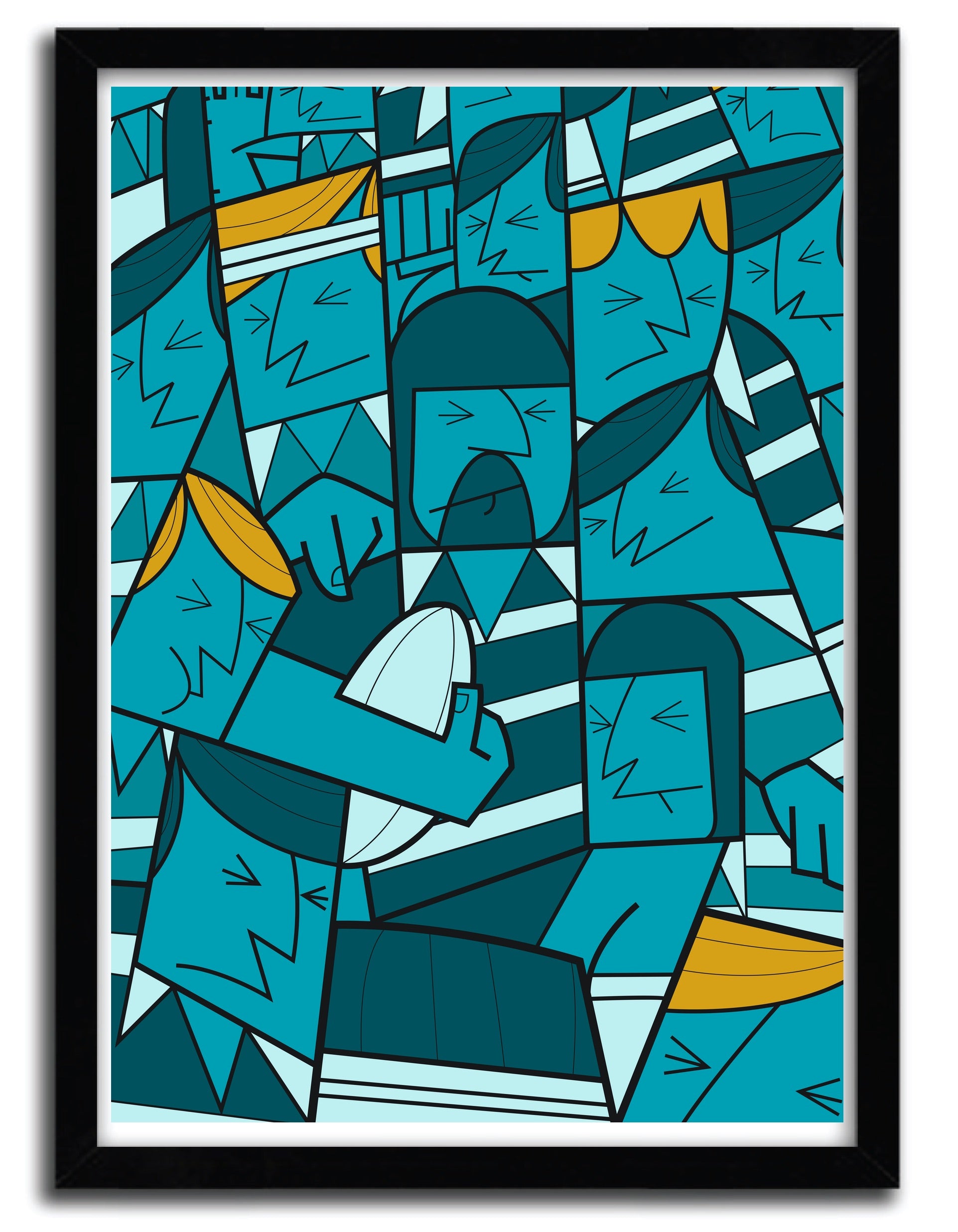 Affiche rugby par Ale Giorgini, imprimée sur papier fine arts, avec des couleurs vives et un design unique, numérotée à la main.