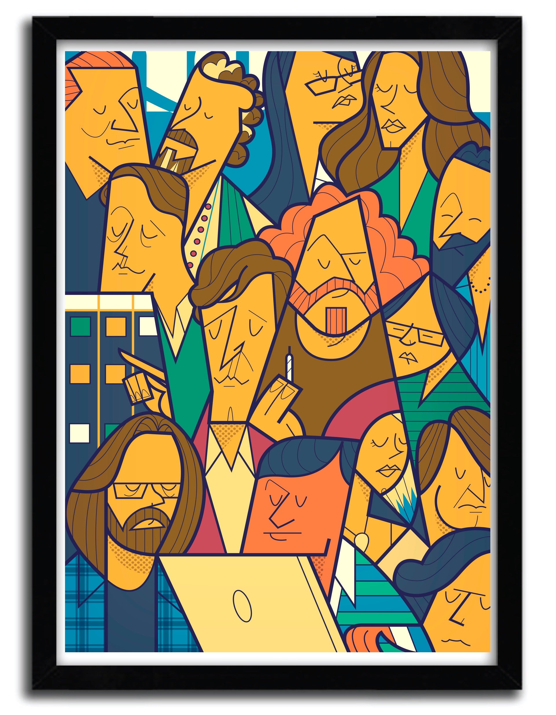 Affiche artistique Silicon Valley par Ale Giorgini, imprimée sur papier fine arts avec des encres d’archives, numérotée et signée.