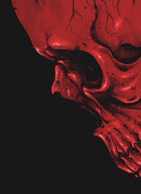 Affiche SKULL OF HEART by CARBINE, a limited edition art print on fine arts paper featuring intricate skull design.