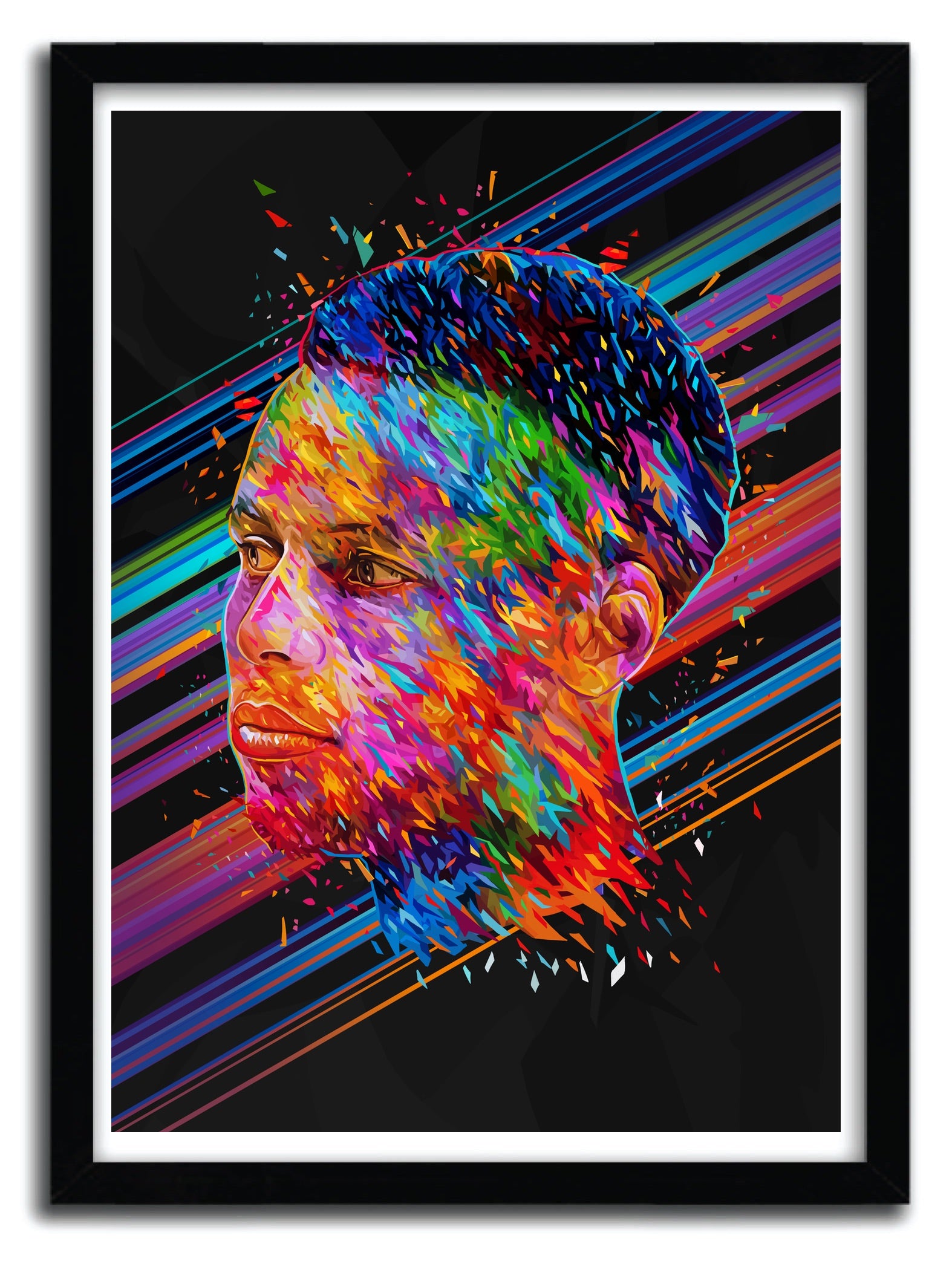 Affiche artistique de Stephen Curry par Alessandro Pautasso, imprimée sur papier fine arts avec des couleurs vives et un certificat d'authenticité.