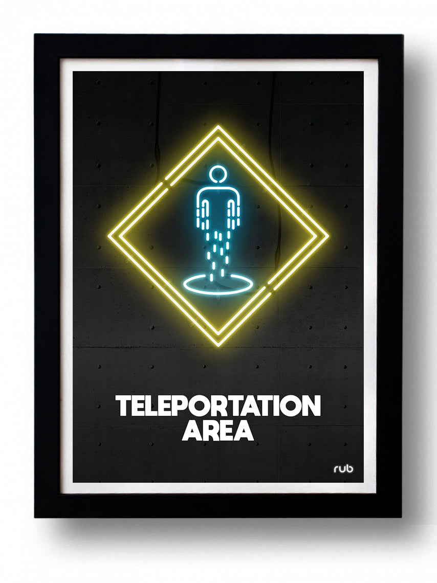 Affiche TELEPORTATION by RUB, a limited edition art print on fine arts paper, showcasing vibrant colors and intricate details.