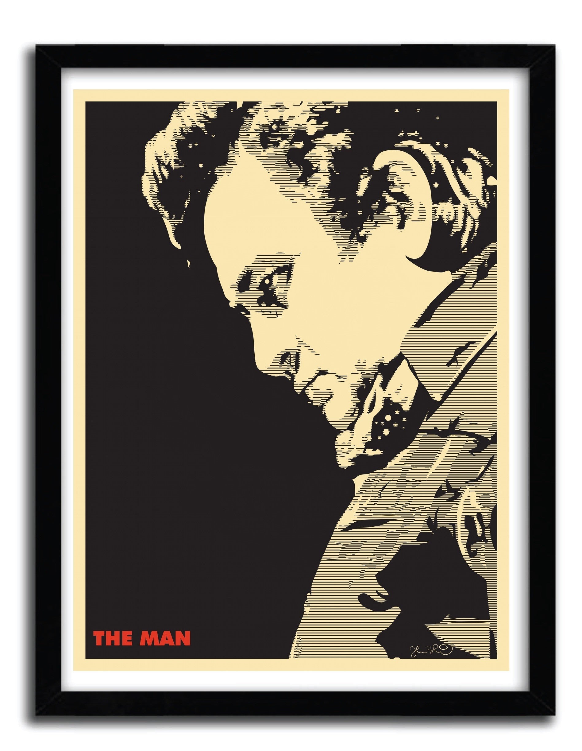 Affiche THE MAN par Joshua Budich, imprimée sur papier fine arts, avec des encres d’archives, numérotée et signée.