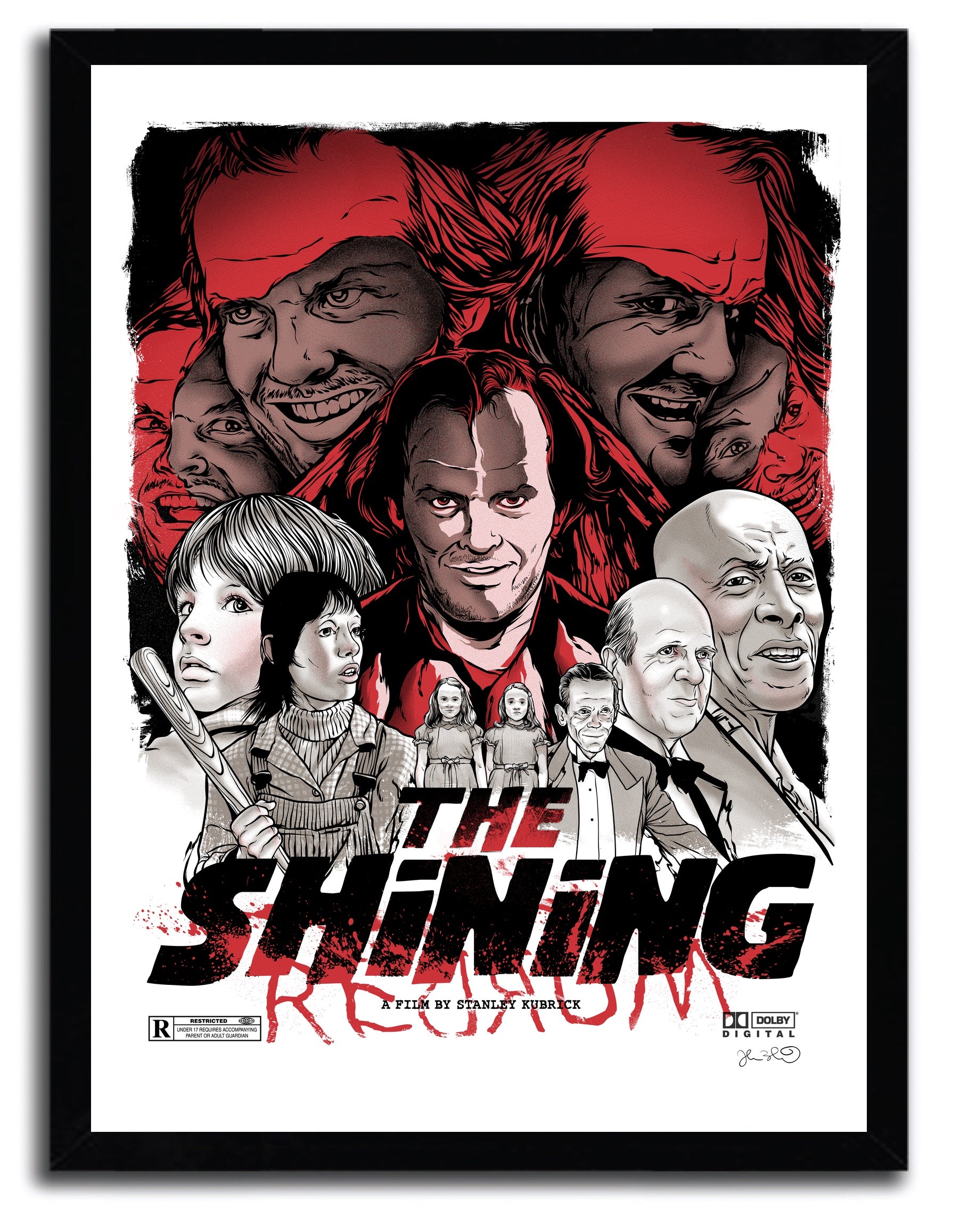 Affiche The Shinning by Joshua Budich, a limited edition art print on fine arts paper, showcasing vibrant colors and intricate details.