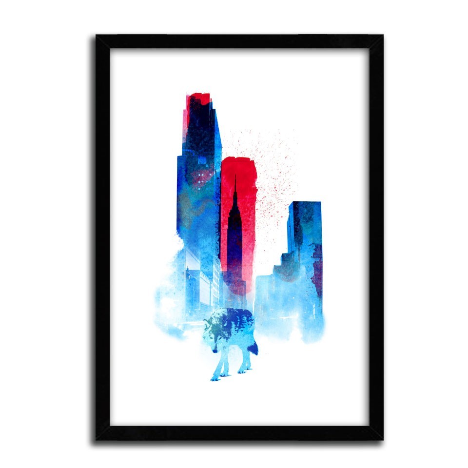 Affiche THE WOLF OF THE CITY by ROBERT FARKAS, a limited edition art print on fine arts paper, showcasing vibrant colors and intricate details.