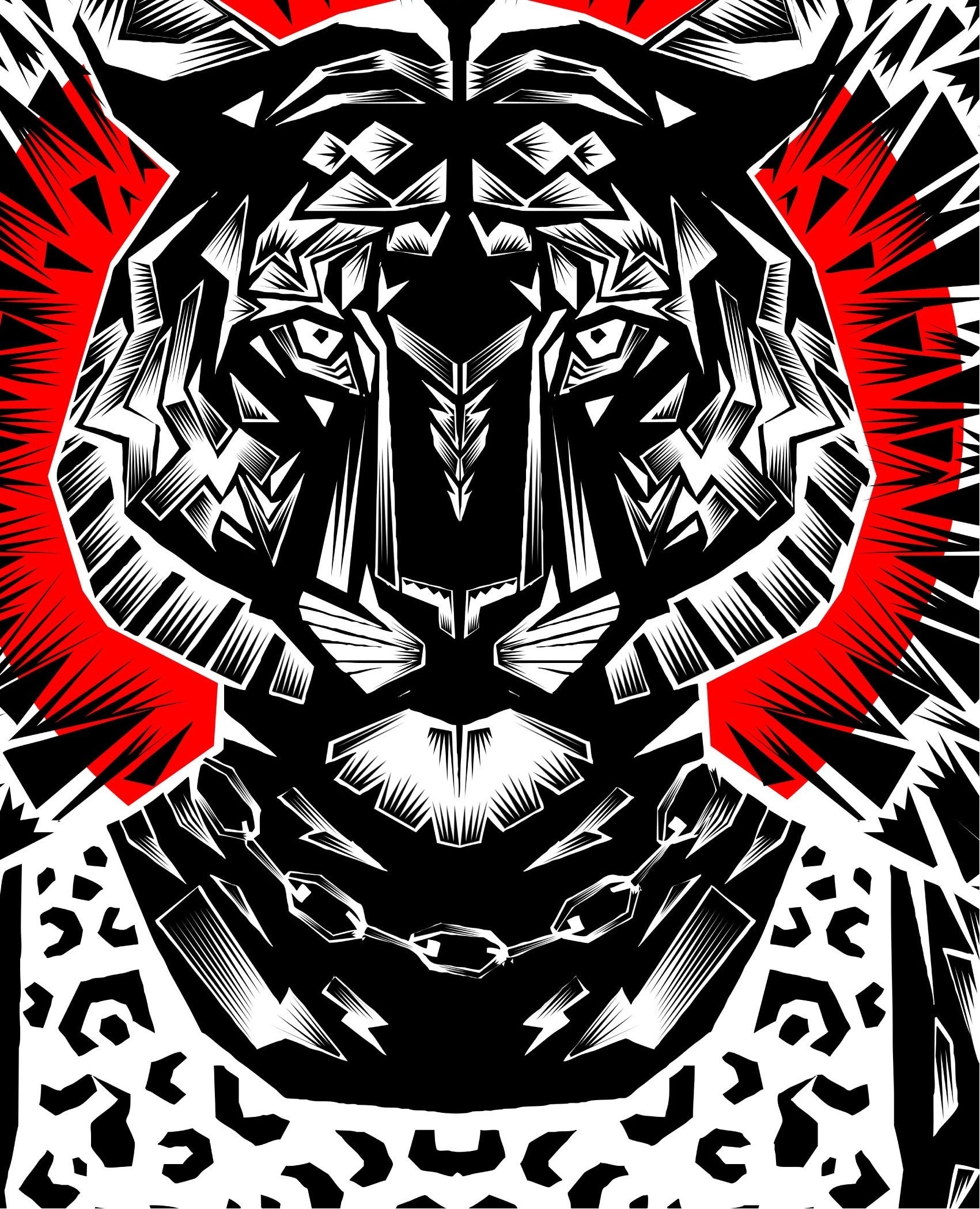 Affiche Tiger par Ali Gulec, imprimée sur papier fine arts, avec des couleurs vives et un design captivant, numérotée à la main.