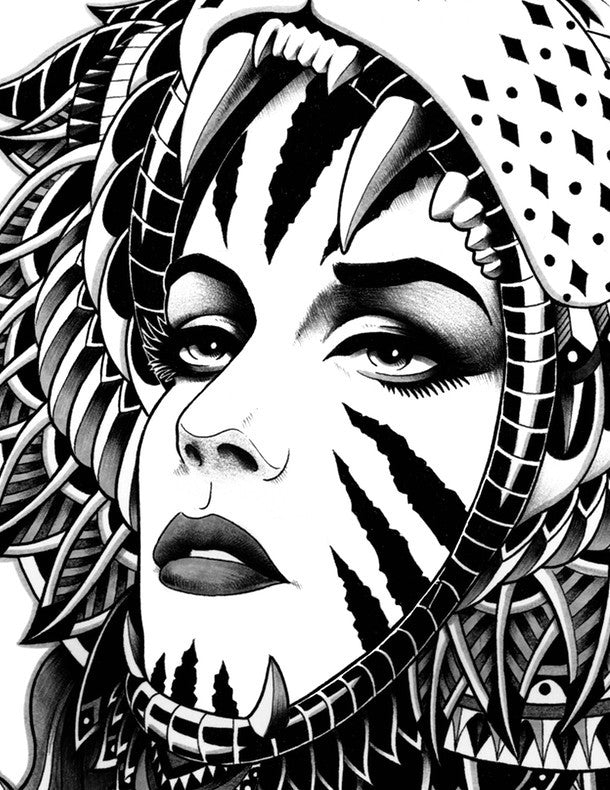 Affiche TIGRESS BY BIOWORKZ art print on fine arts paper, showcasing vibrant colors and intricate details.