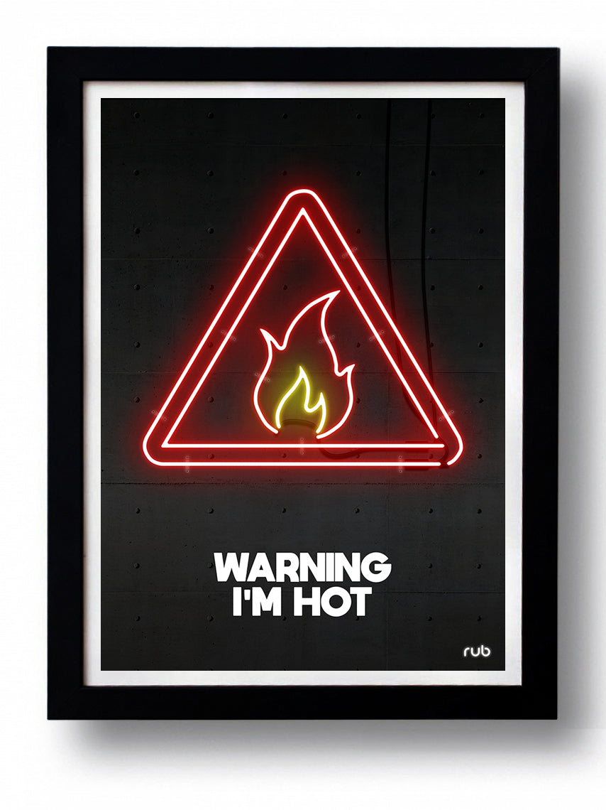 Affiche WARNING I'M HOT by RUB, a vibrant art print on fine arts paper, showcasing bold colors and unique design.